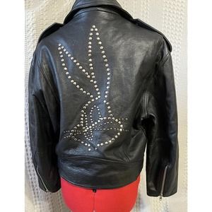 Bugs Bunny Biker leather Jacket rare vintage Warner bros looney tunes 1994
